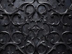 黑色铁艺雕花装饰纹理