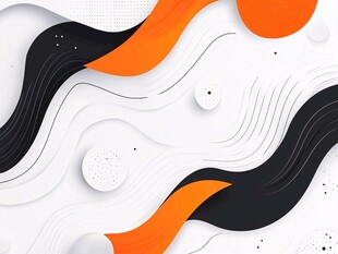 黑白橙动感波浪抽象背景