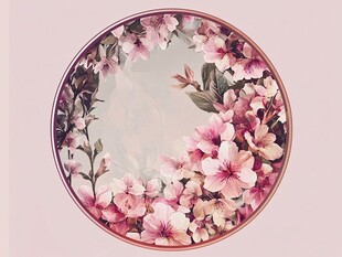 花卉装饰的精美圆盘