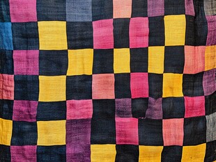 彩色方格拼接复古织物