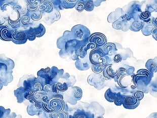 蓝白祥云图案背景纹理
