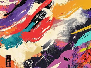 抽象色彩笔触艺术画作