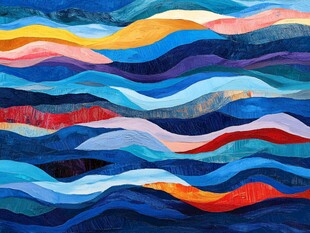 多彩波浪抽象艺术画作