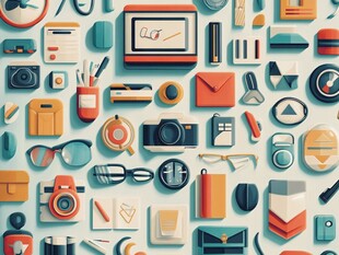 多样办公与生活物品插画