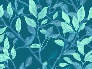 蓝绿色树叶无缝图案背景