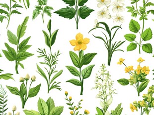 清新花卉绿植图案素材