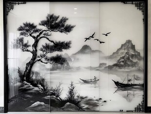 中式山水屏风 意境悠远