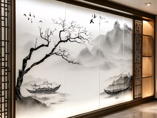中式水墨山水意境墙饰