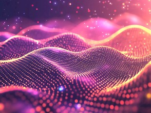 梦幻紫色粒子波浪背景图