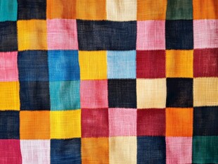 多彩拼接方格织物图案