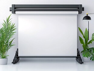 空白易拉宝与绿植场景展示