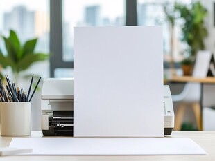 办公桌上的打印机与白纸