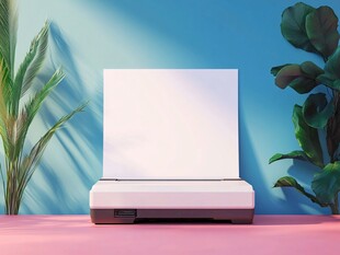 白色打印机旁的绿植景致