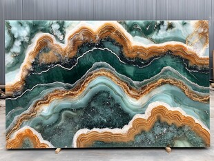 绿棕相间玛瑙纹理石板