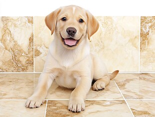 可爱拉布拉多幼犬趴地