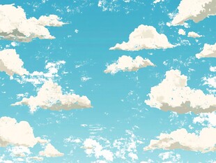 蓝天飘浮的蓬松云朵