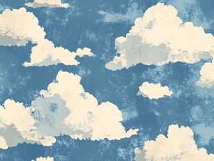 梦幻蓝天中的蓬松云朵