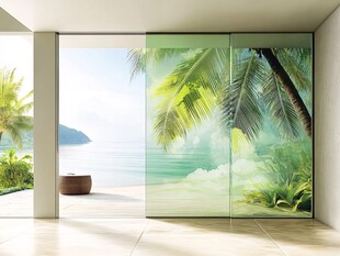 热带海景玻璃墙室内风光