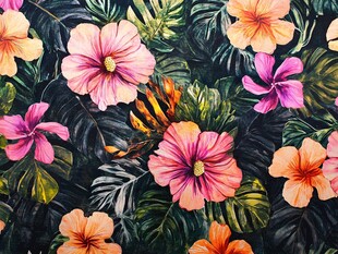 热带花卉植物水彩图案