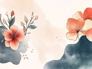 水墨花卉意境插画