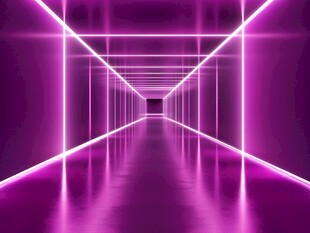 紫色霓虹隧道科幻空间感
