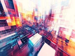 炫彩科技城市抽象图景