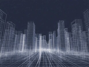 未来都市线条轮廓视觉图