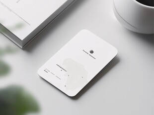 简约名片摆放在办公桌面