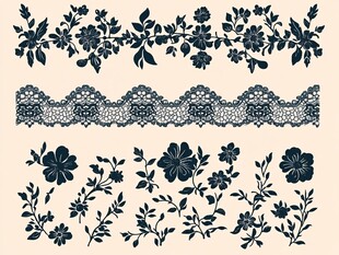 复古花卉蕾丝装饰图案