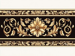 欧式黑金花卉装饰花纹