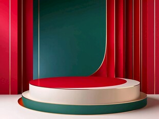 红绿撞色创意展示舞台
