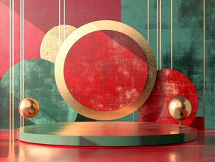 几何元素搭建的立体展示台