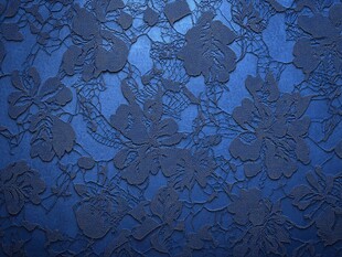 蓝色蕾丝花纹布料纹理