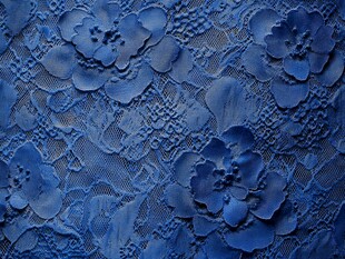 蓝色花卉蕾丝织物纹理