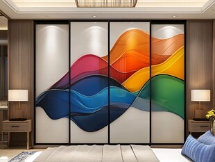 彩色波浪艺术背景墙装饰