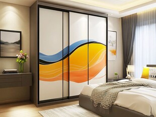 现代简约风卧室多彩衣柜