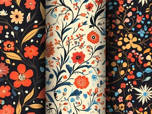 复古花卉图案设计素材