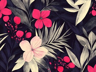 热带花卉植物图案背景