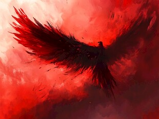 血色雄鹰展翅翱翔天际