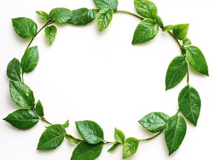 绿叶环绕的清新植物花环