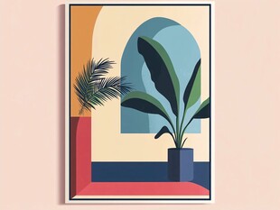室内植物装饰插画