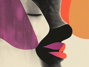 抽象艺术风格的人物脸部特写