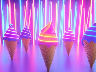 霓虹炫彩冰淇淋梦幻场景