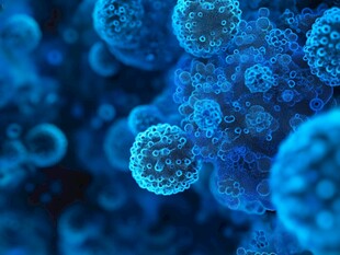 微观世界的蓝色病毒细胞