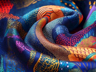 绚丽多彩的艺术风丝绸面料