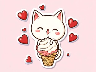 可爱猫咪吃冰淇淋超萌瞬间