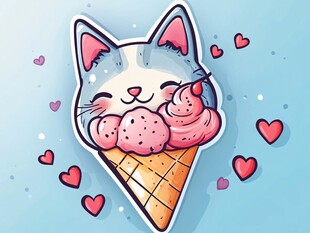 猫咪冰淇淋 甜蜜可爱风