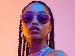 时尚酷感的辫发墨镜女郎