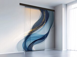 蓝金飘带风衣柜门设计图