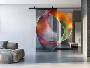 彩色艺术环形玻璃隔断